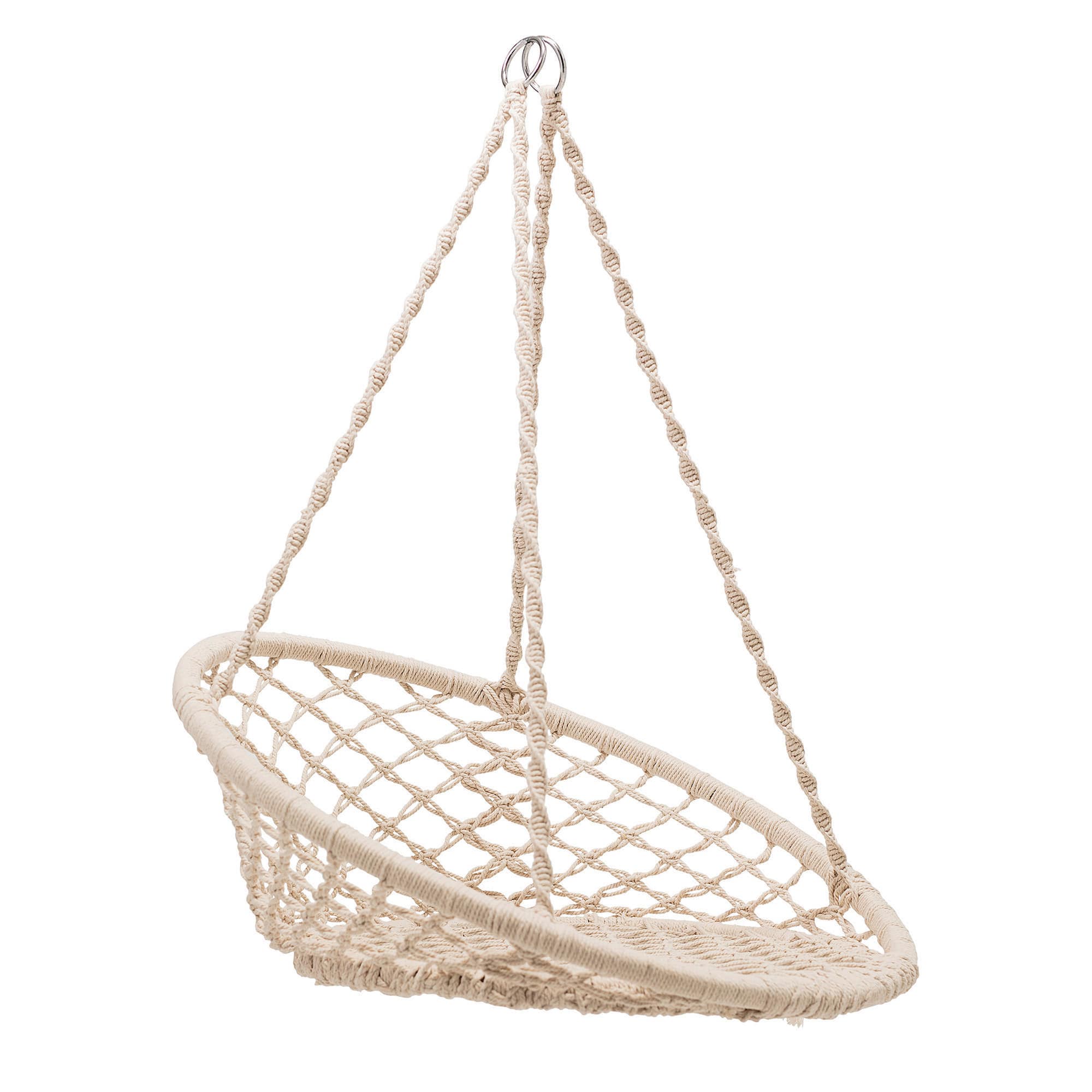 Hello Honey® Hanging Handwoven Cotton Macramé Chair with Metal Frame
